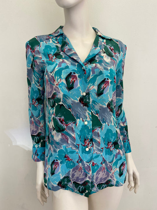 Turquoise flower shirt