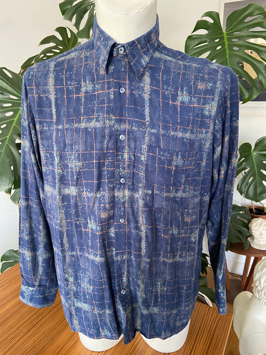 Chemise carrelage bleu