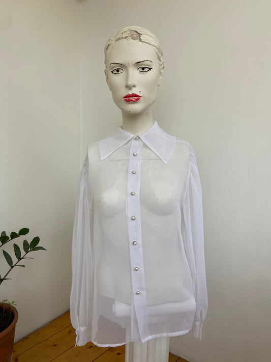 Chemise transparente blanche pearls