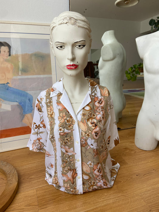 Chemise bandes fleuries