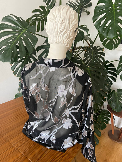 Transparent silver flowers shirt