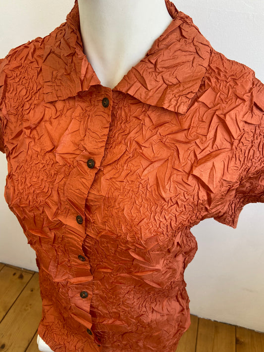 Chemise fripée orange