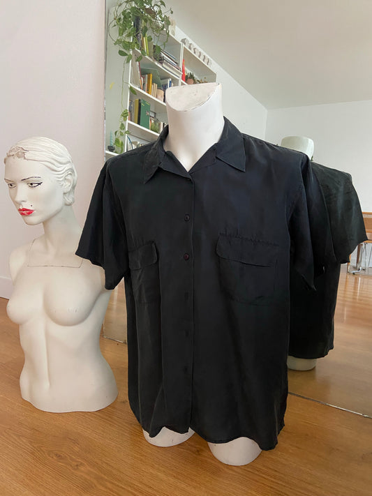 Chemise soie noire