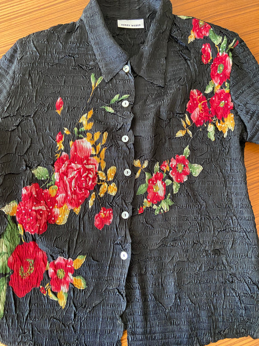 Chemise plissée fleurs