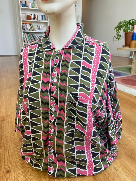 Chemise zigzag kaki