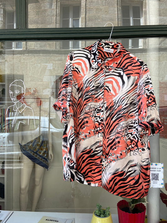 Chemise zèbre saumon