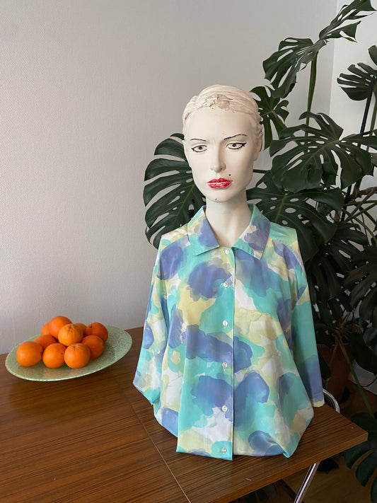 Chemise aquarelle bleue