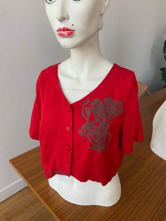 Chemise crop rouge