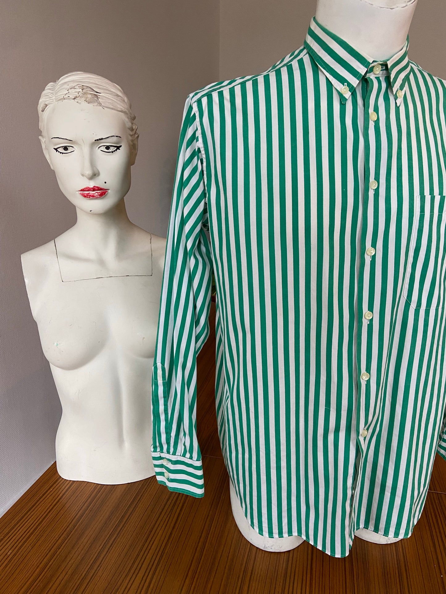 Green striped shirt