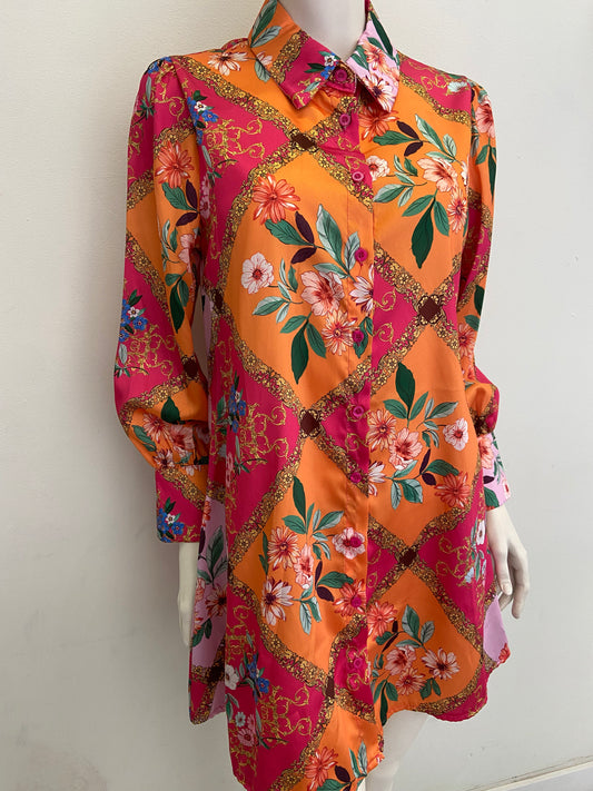 Chemise orange fiori