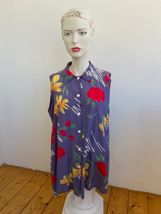 Chemise sans manches fleurs