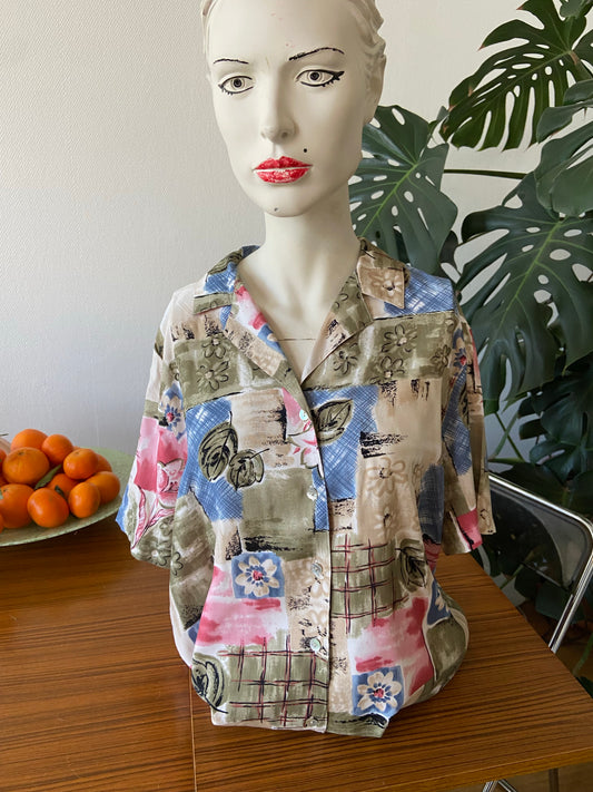 Chemise patchwork fleuri