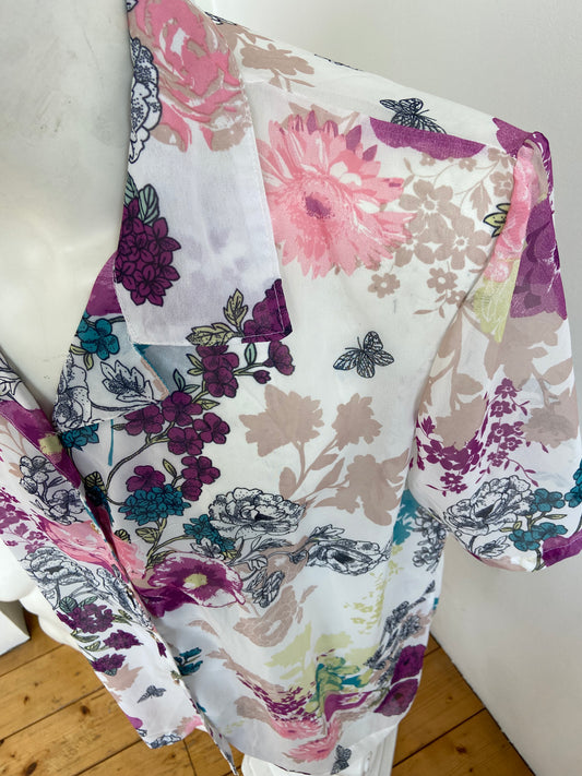 Chemise transparente pivoines