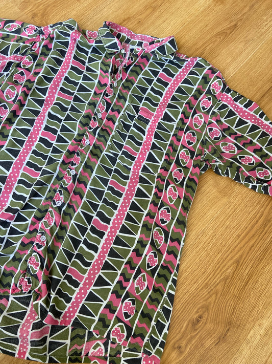 Chemise zigzag kaki