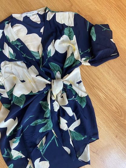 Floral silk wrap shirt
