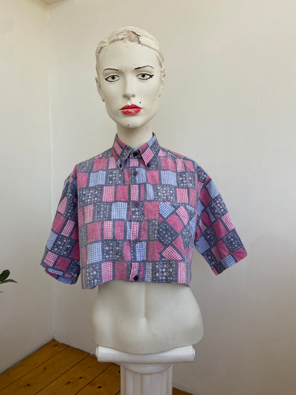 Patchwork cropped shirt