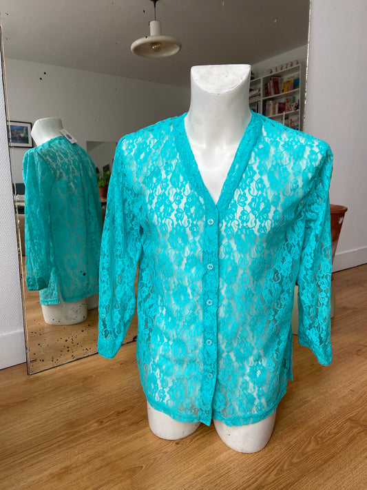 Chemise dentelle turquoise
