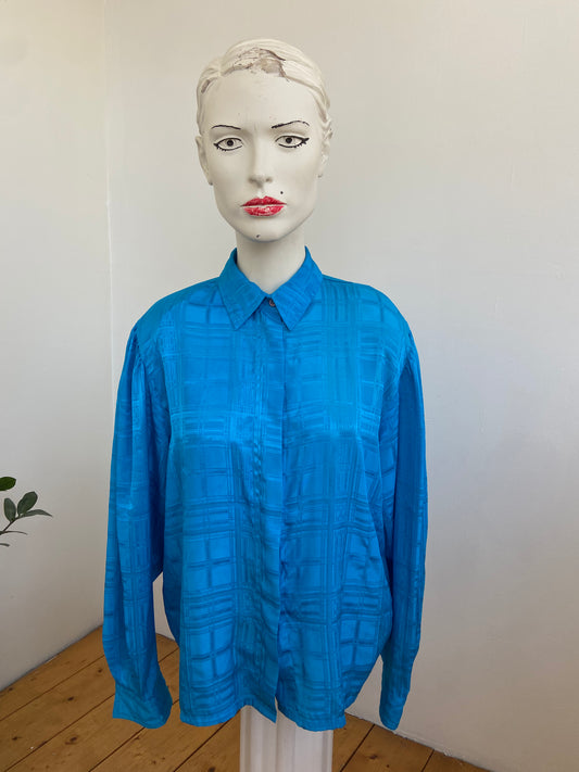 Chemise satin carreaux bleu