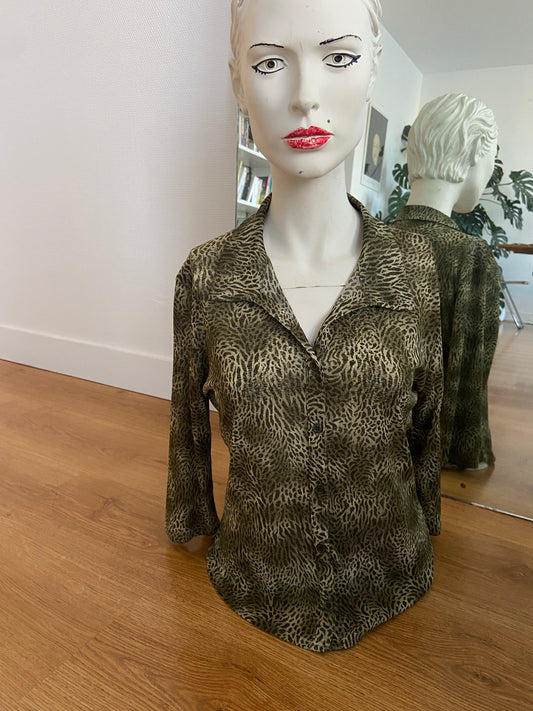 Chemise panthère kaki