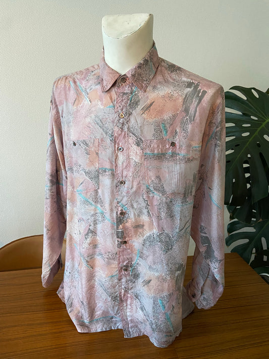 Chemise soie rose