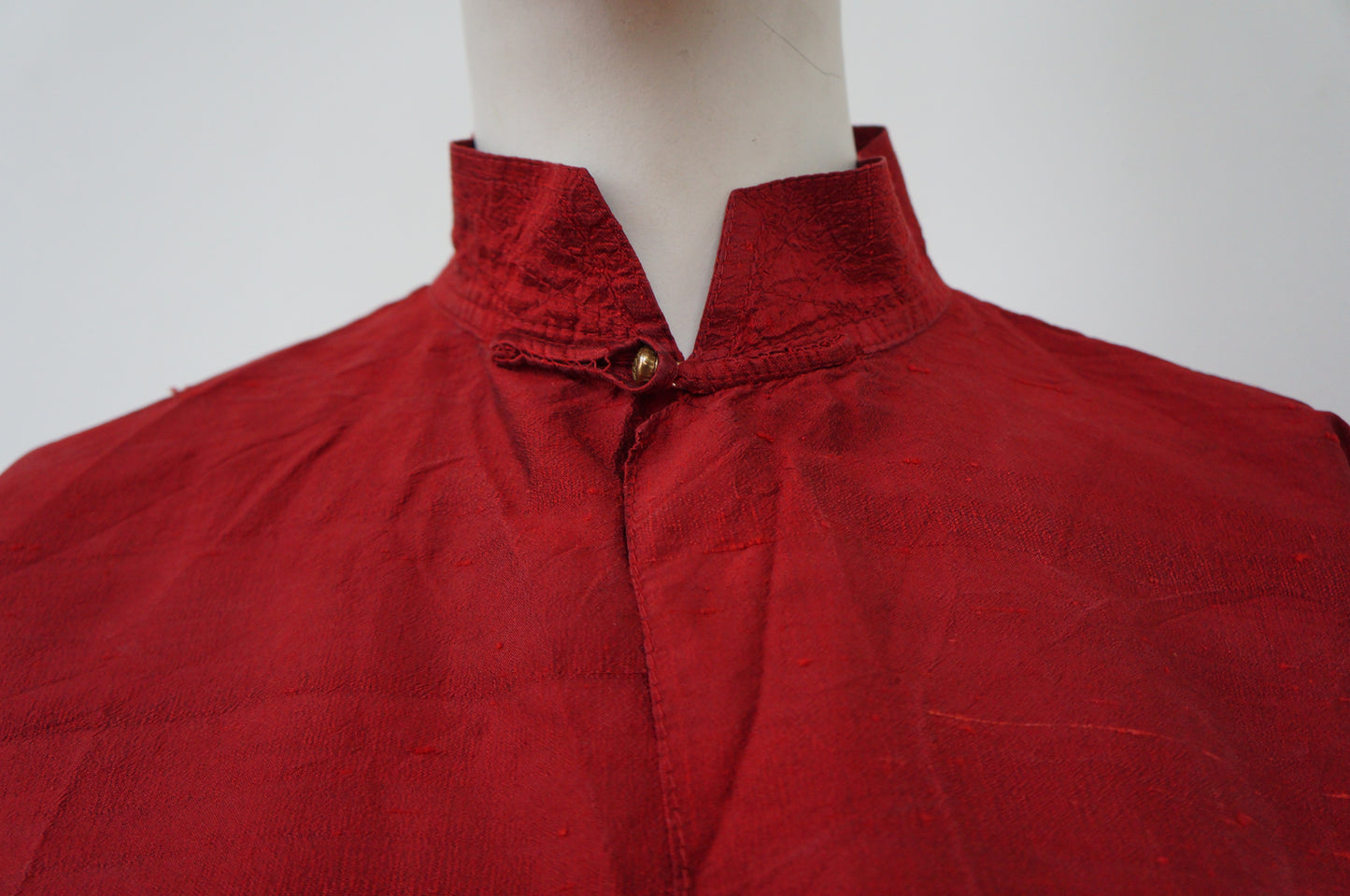 Chemise mao soie rouge